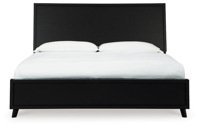 Danziar Queen Panel Bed with Mirrored Dresser