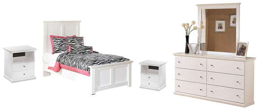 Bostwick Shoals Twin Panel Bed with Mirrored Dresser and 2 Nightstands