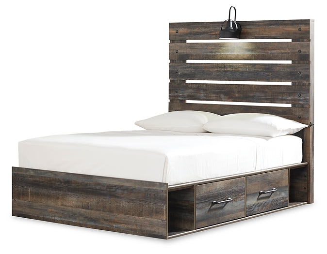 Drystan Full Panel Bed with 4 Storage Drawers with Mirrored Dresser, Chest and 2 Nightstands