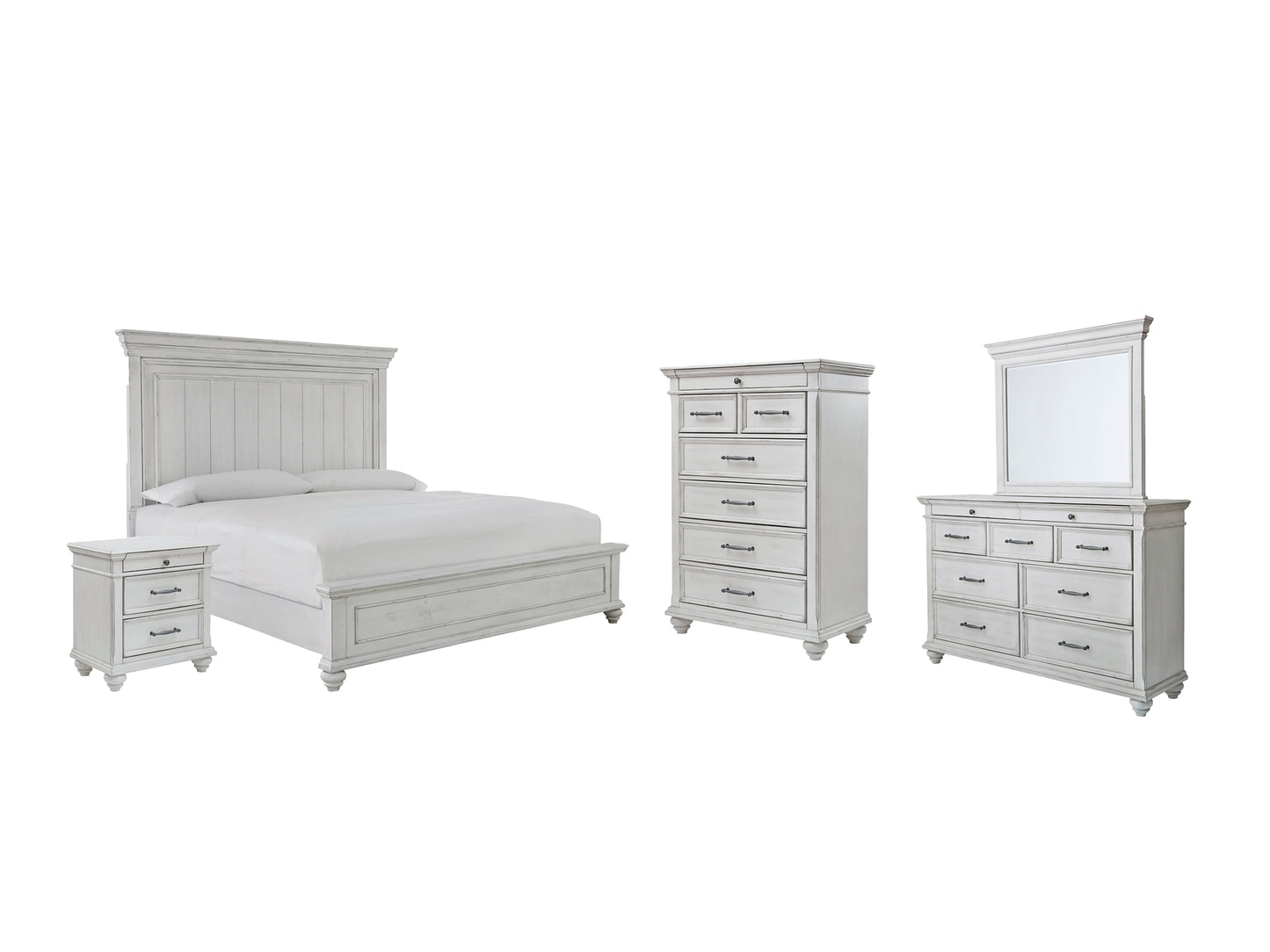 Kanwyn Queen Panel Bed with Mirrored Dresser, Chest and Nightstand