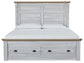 Haven Bay King Panel Storage Bed with Mirrored Dresser, Chest and Nightstand