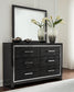 Kaydell King Upholstered Panel Storage Platform Bed with Mirrored Dresser, Chest and Nightstand