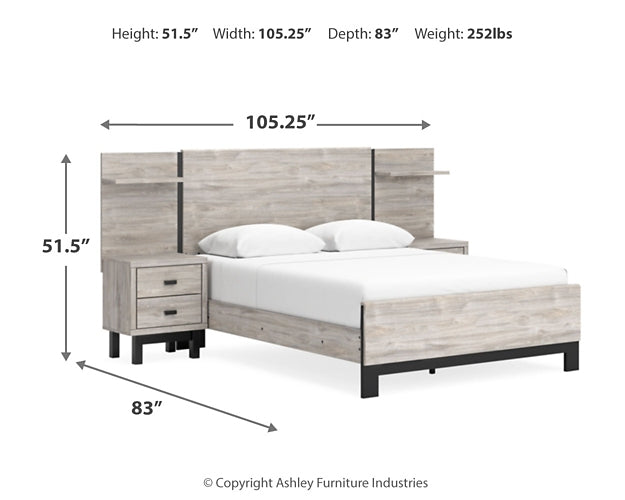 Vessalli Queen Panel Bed with Mirrored Dresser and Chest