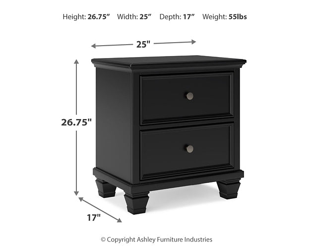 Lanolee Queen Panel Bed with Mirrored Dresser and Nightstand