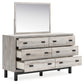 Vessalli King Panel Headboard with Mirrored Dresser, Chest and Nightstand