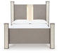 Surancha Queen Poster Bed with Mirrored Dresser and Nightstand