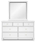 Fortman Queen Panel Bed with Mirrored Dresser and Chest