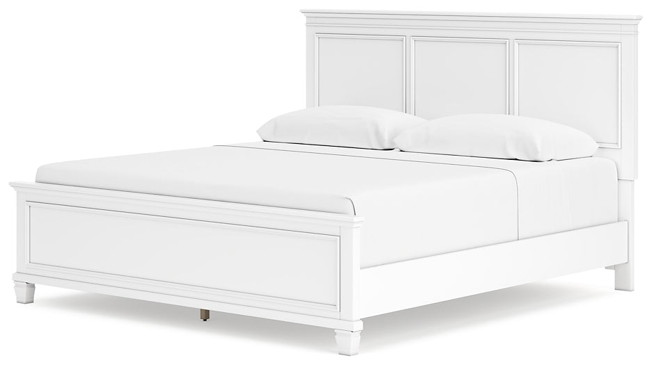 Fortman King Panel Bed with Mirrored Dresser and Nightstand