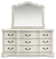 Arlendyne Queen Upholstered Bed with Mirrored Dresser and Nightstand