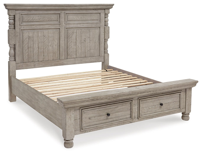 Harrastone Queen Panel Bed with Mirrored Dresser and Chest